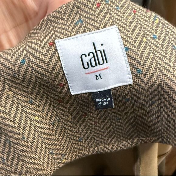 Cabi Penny Brown Herringbone Collarless Blazer Jacket #3170 - Picture 10 of 12
